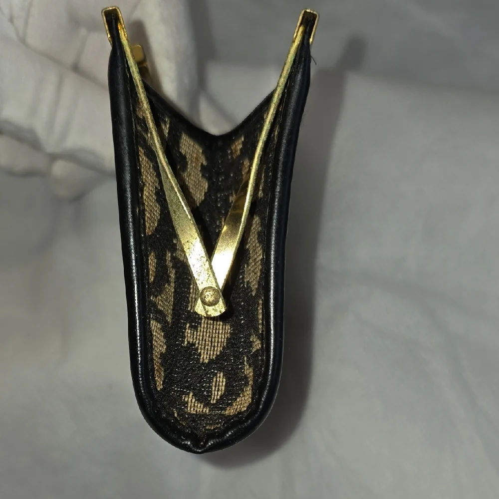 Dior Black and Gold Patterned Wallet
